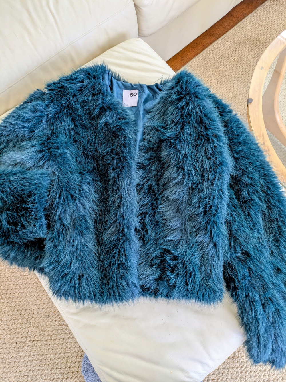 SO Teal Faux-Fur Women's Coat - Deep Teal Plush Jacket